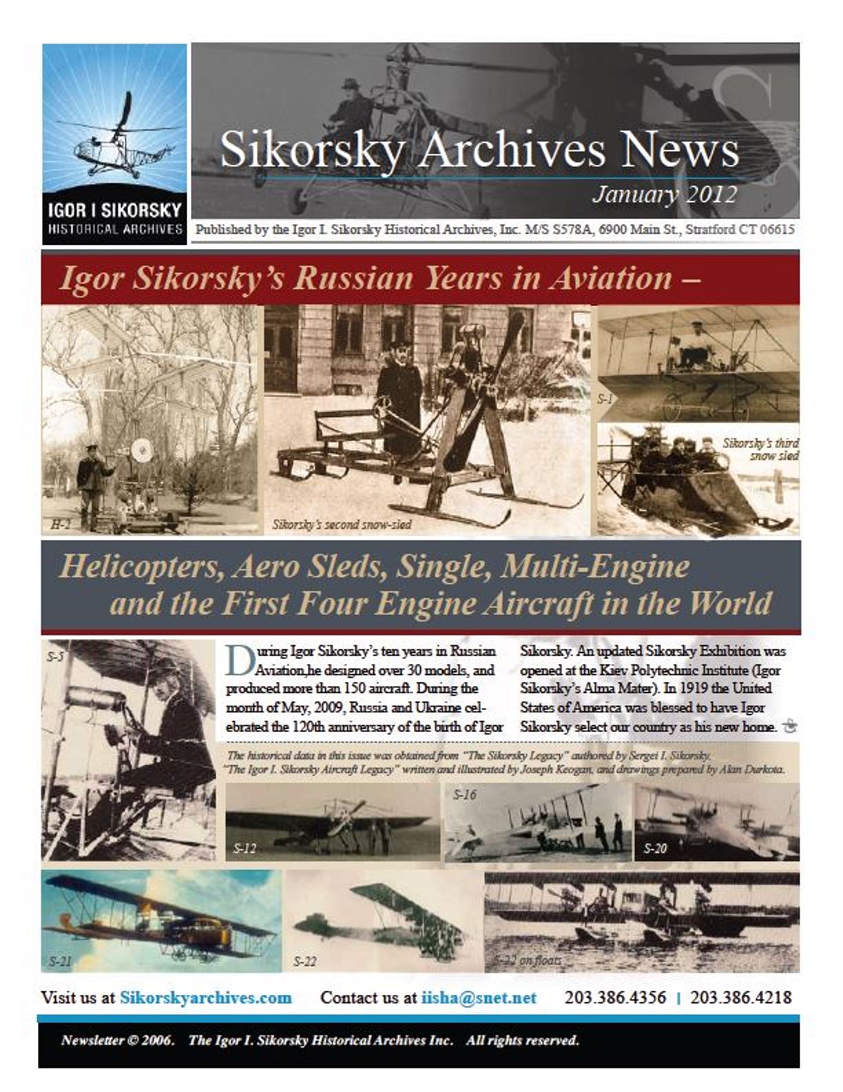 Бюлетень "Sikorsky Archives News". Січень 2012 року