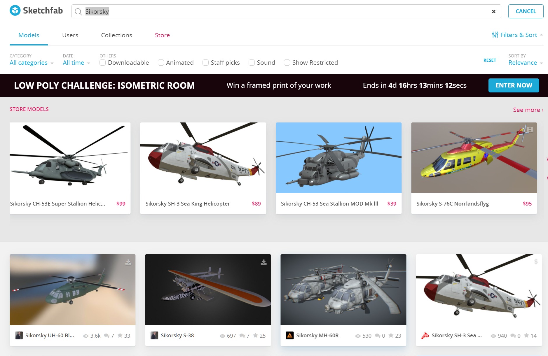 3D моделі гелікоптерів І. Сікорського на ресурсі Sketchfab