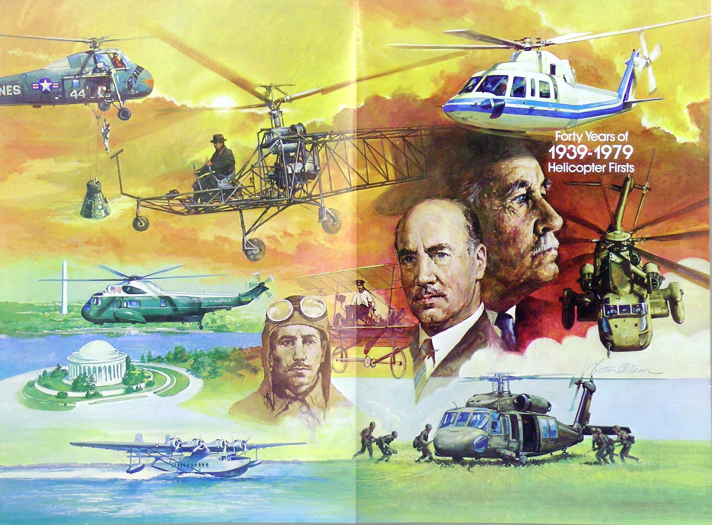 Постер кольоровий "Сорок років від перших гелікоптерів 1939-1979 років" 